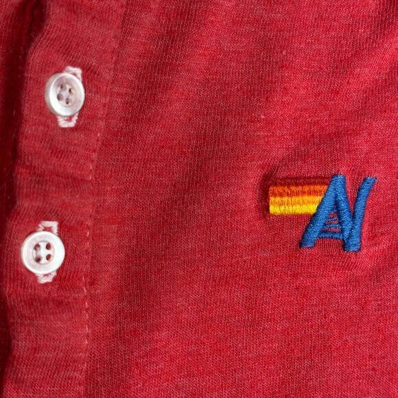 Aviator Nation Long Sleeve Henley Shirt Red XXL Lightning Bolt Logo USA Made - Picture 4 of 9